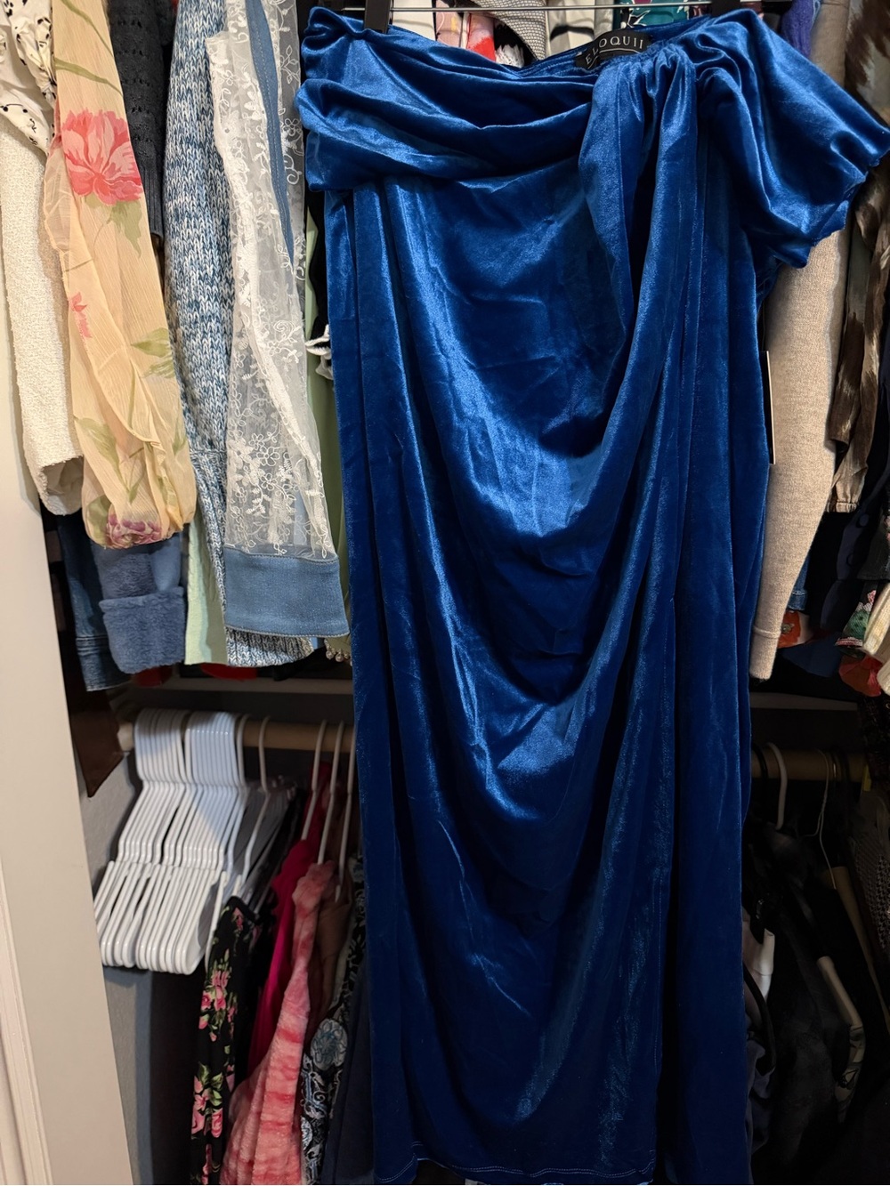 Eloquii Blue Velvet Draped skirt 22 NWT